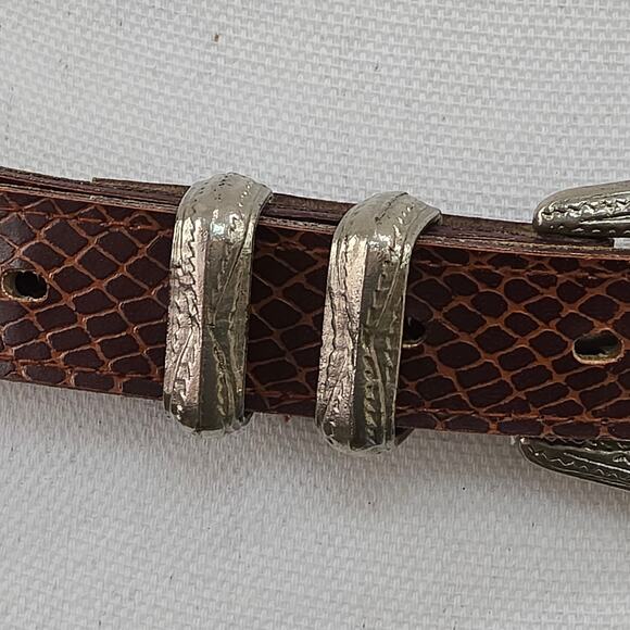 State of The Art Women's Size 12 Brown Faux Snake Skin Belt Western Boho Buckle - Picture 13 of 16